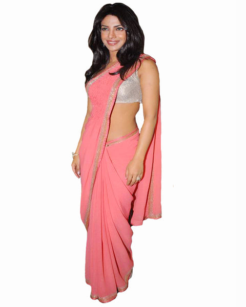 Bollywood Priyanka Pink Color Saree