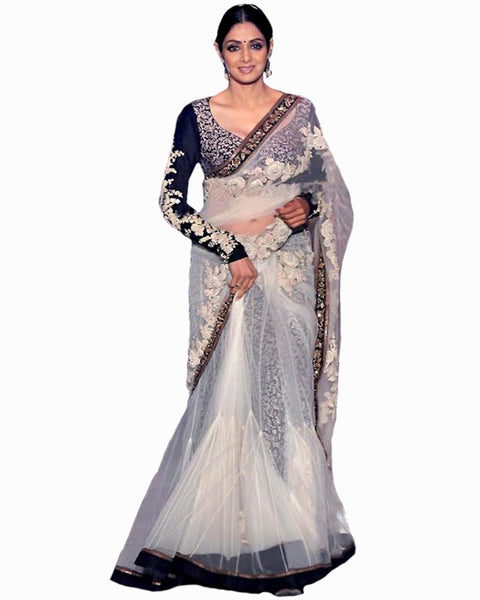Bollywood Shree Devi Off White Color Saree