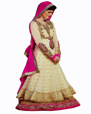 Ethnic Designer Cream Color Long Length Suit