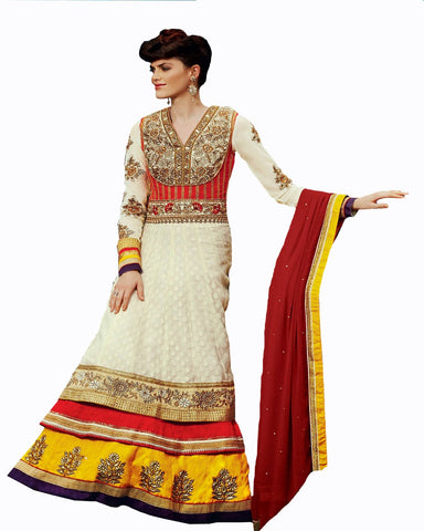 Ethnic Designer Butter Crem Color Long Length Suit