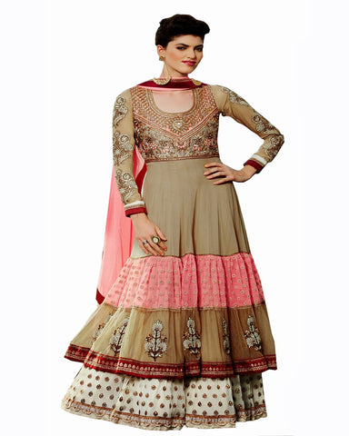 Ethnic Designer Beige Color Long Length Suit