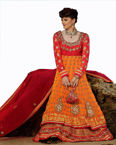 Ethnic Designer Burn Orange Color Long Length Suit