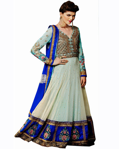 Ethnic Designer Sky Blue Color Long Length Suit