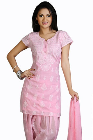 Pink Color Chikankari Cotton Suit