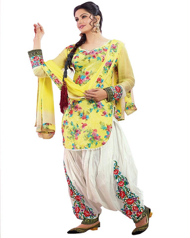 Yellow Color Cotton Patiala Suit