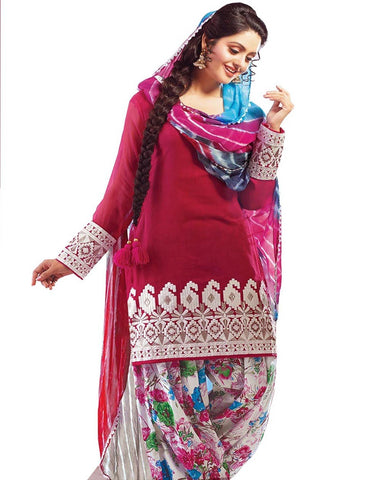 Magenta Color Cotton Patiala Suit