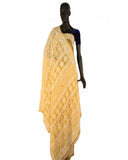 Light yellow Color Chikan Embroidered Saree