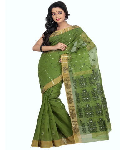 Light Green Color Cotton Jaquard Saree