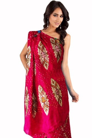 Magenta Color Bandhni Saree