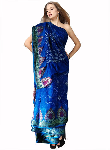 Deep Blue Color Bandhni Saree