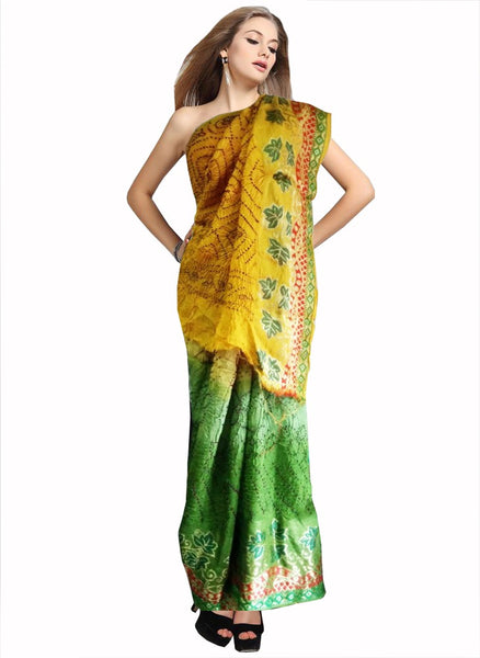 Green/Yellow Color Bandhni Saree