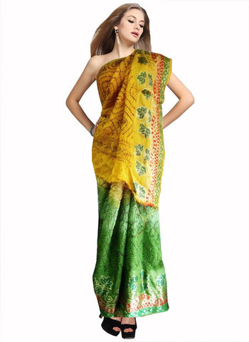 Green/Yellow Color Bandhni Saree