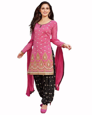 Pink/Black Color Patiala Suit