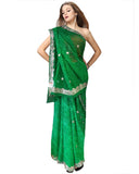 Green Color Gota Patti Tie & Dye Saree