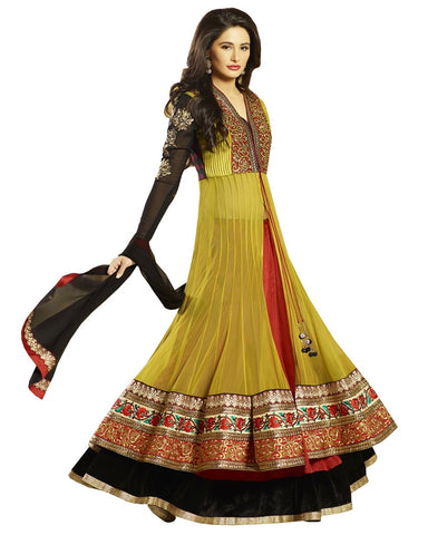 Designer Olive Color Heavy Anarkali Suit