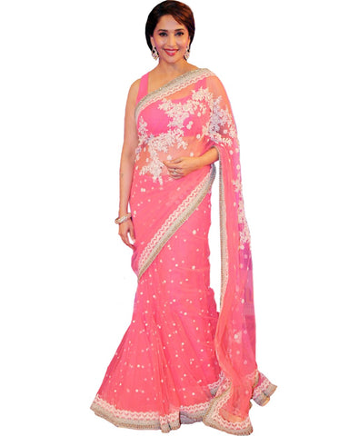 Bollywood Madhuri Dixit  in Peach Saree
