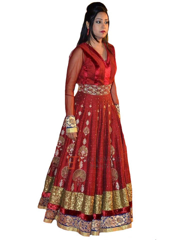 Bollywood Celebrity in Maroon Long Dress