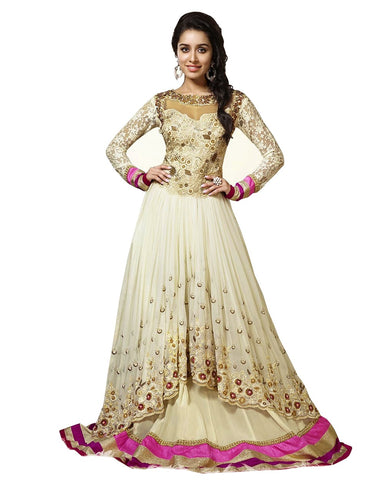 Designer Anarkali Off White Color Long Suit