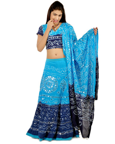 Blue Color Bandhej Chania Choli
