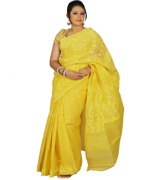 Traditional Yellow Jamdani Saree