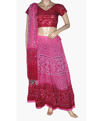 Pink Shaded Bandhej Chania Choli