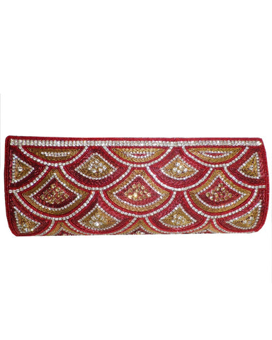 Designer Red/Golden Color Clutch Purse