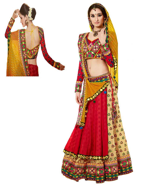 Multi Color Laced & Glazed Jodhpuri Chania Choli
