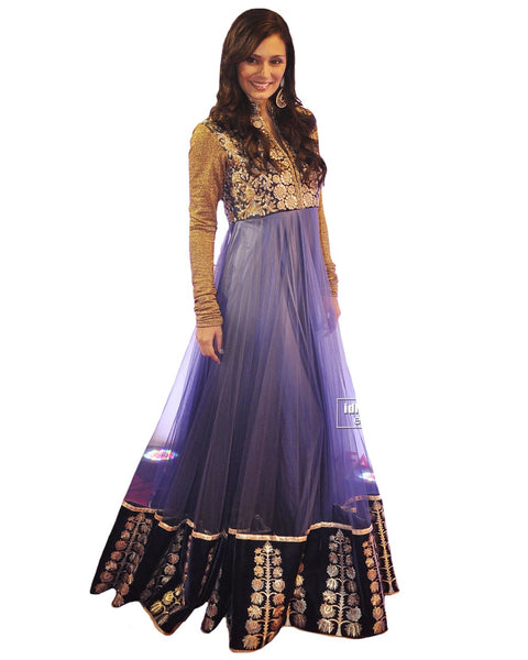 Bollywood Celebrity in Grey Color Long Dress