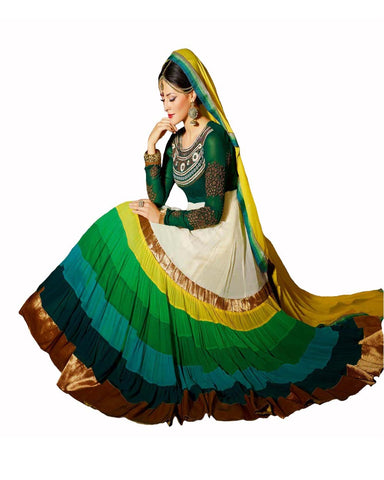 Gorgeous Multi Color Frilled Anarkali Suit
