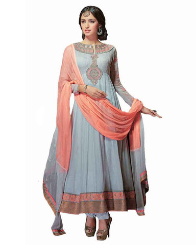 Grey  Color Long Anarkali Suit