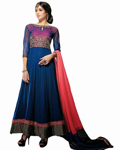 Blue Color Long Anarkali Suit