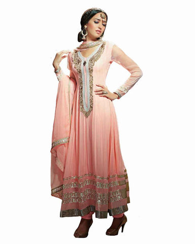 Peach Color Long Anarkali Suit