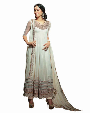 Cream Color Long Anarkali Suit