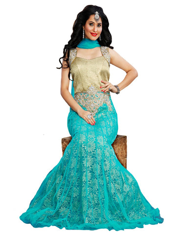 Ethnic Cyan Blue Long Dress