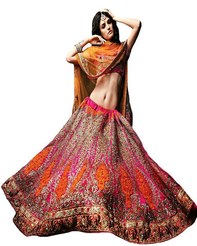 Pink/Orange Heavy Bridal Lehenga