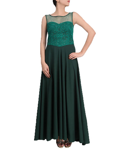 Designer Deep Olive Party Dress