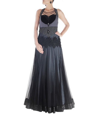 Designer Grey Color Party Dress