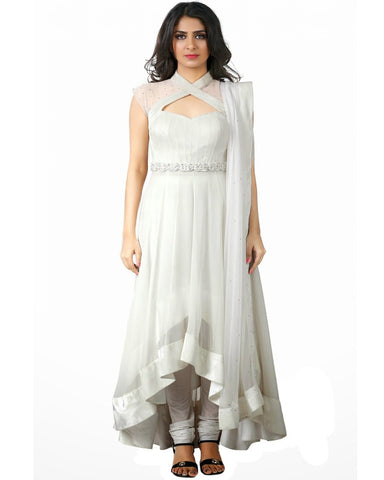 Designer Neck White Salwar Suit