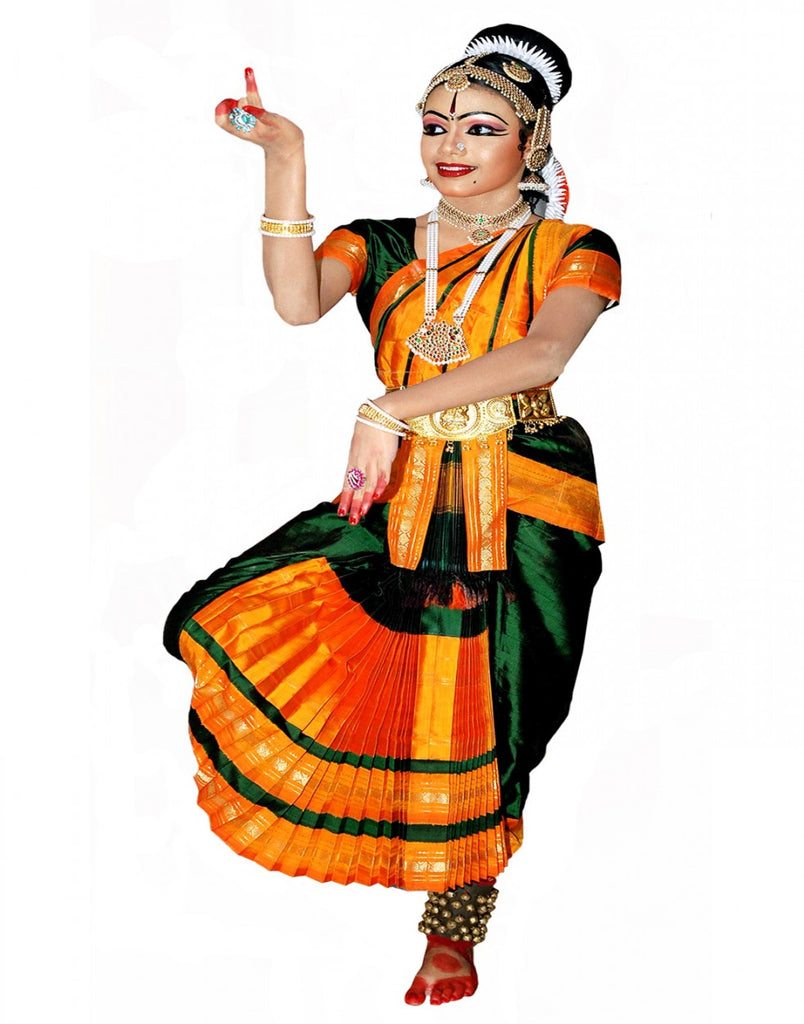 Bharatnatyam Green Yellow Dance Costume – Sulbha Fashions