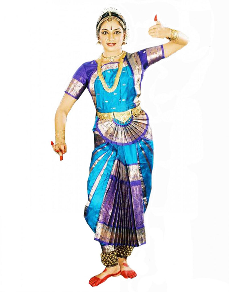 Bharatnatyam Blue Sade Dance Costume Bharatnatyam Blue Sade Dance Costume