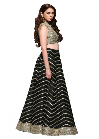 Black zig zag work lengha