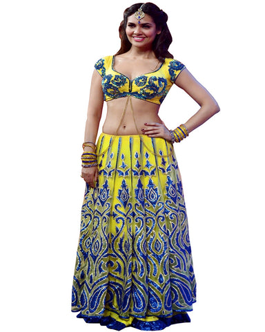 Esha Gupta Yellow Net Lehenga