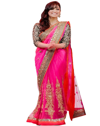 Yami Gautam Pink Net Saree