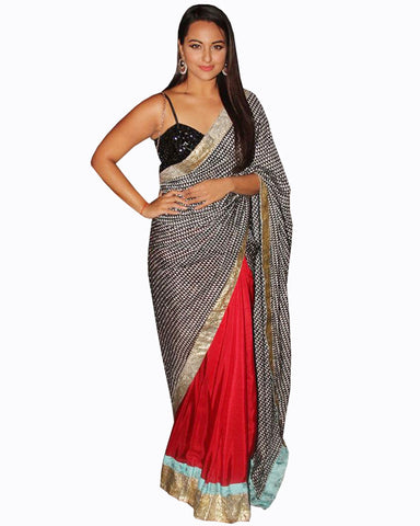 Sonaxshi Red Black Saree