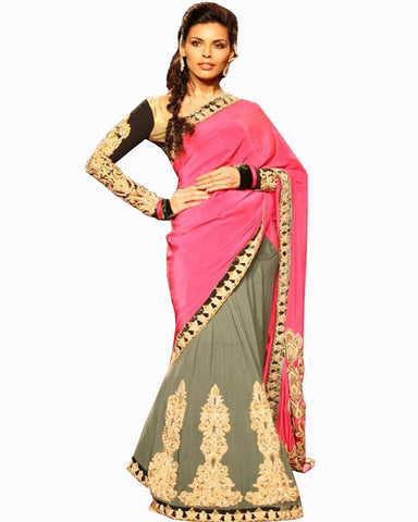 Pink & Grey Queen Saree