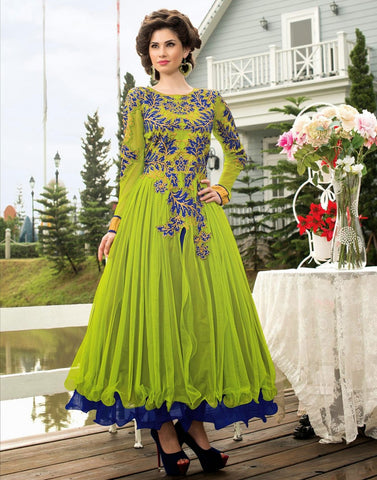 Designer Blue Green Gown
