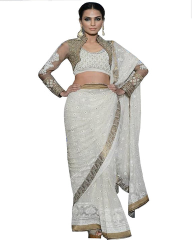 Designer White Saree