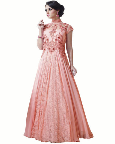 Dusty Pink Color Goergette Fabric Designer gown