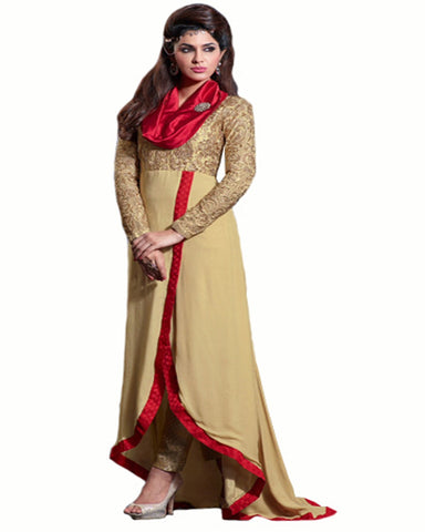 Designer Beige Georgette Salwar Suit