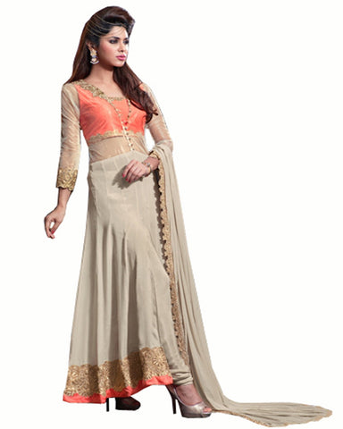 Designer Orange Crap Designer Salwar Suit